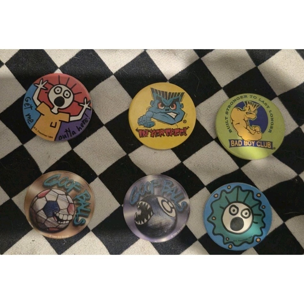 Vintage 90s Pogs Lot of 6  Slammers Bad Boy Club Get Me Cool Balls‎